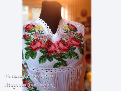 БИСЕР: Вышивка бисером на одежде, Бисер мастер Марина Боднарук блузка - фото 01_04
