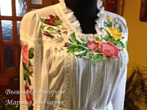 БИСЕР: Вышивка бисером на одежде, Бисер мастер Марина Боднарук блузка - фото 02_02