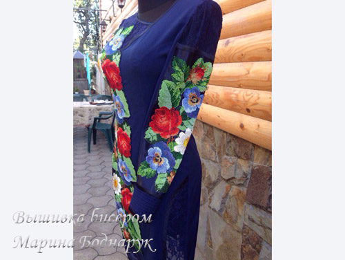 БИСЕР: Вышивка бисером на одежде, Бисер мастер Марина Боднарук платье - фото 01_05